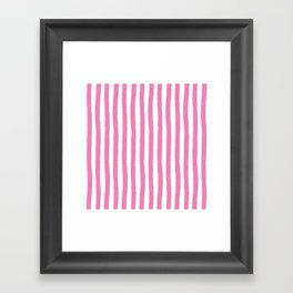 Pink and White Cabana Stripes Palm Beach Preppy Framed Art Print