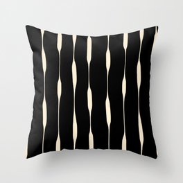Threaded Stripes Painted Pattern in Black and Cream Throw Pillow