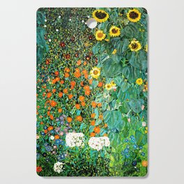 Gustav Klimt - Farm Garden with Sunflowers Cutting Board