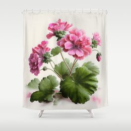 Pink Geraniums  Shower Curtain