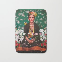Wings to Fly Frida Kahlo Bath Mat | Frida, Floral, Quote, Inspiration, Heart, Mexican, Iconic, Collage, Fridakahlo, Femaleartist 
