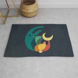 Rabbit and crescent moon Area & Throw Rug