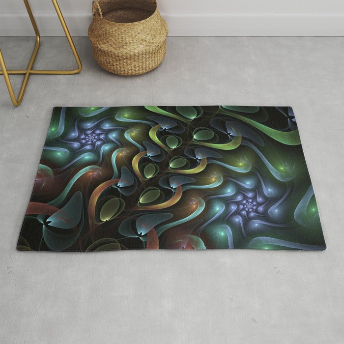 Swirling Around, Abstract Fractal Art Rug
