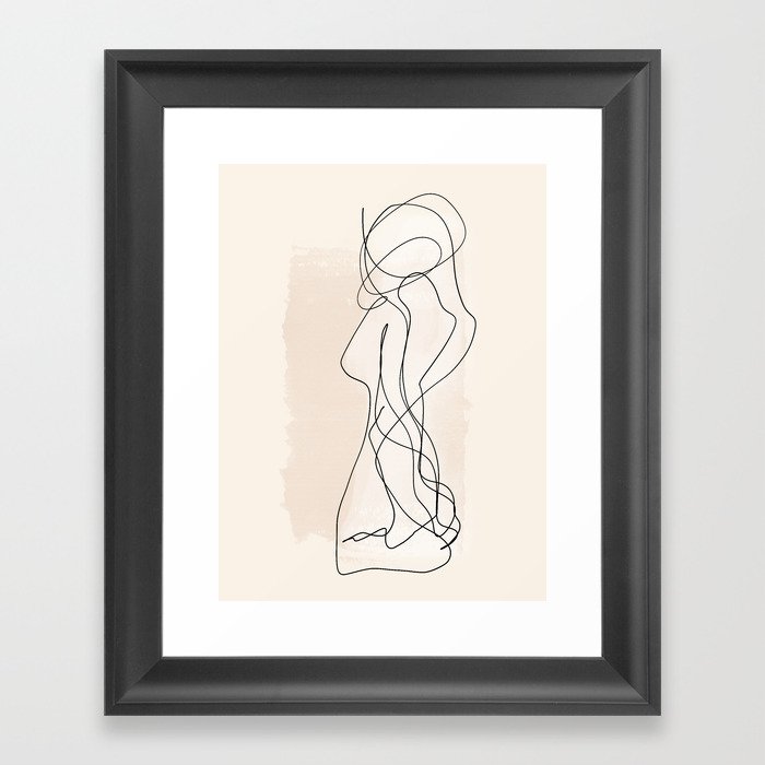 As One | Minimal Abstract Line Drawing Framed Art Print
