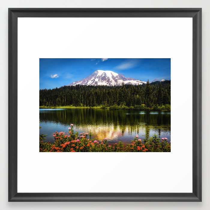 Mt. Rainier, Reflection Lake Framed Art Print