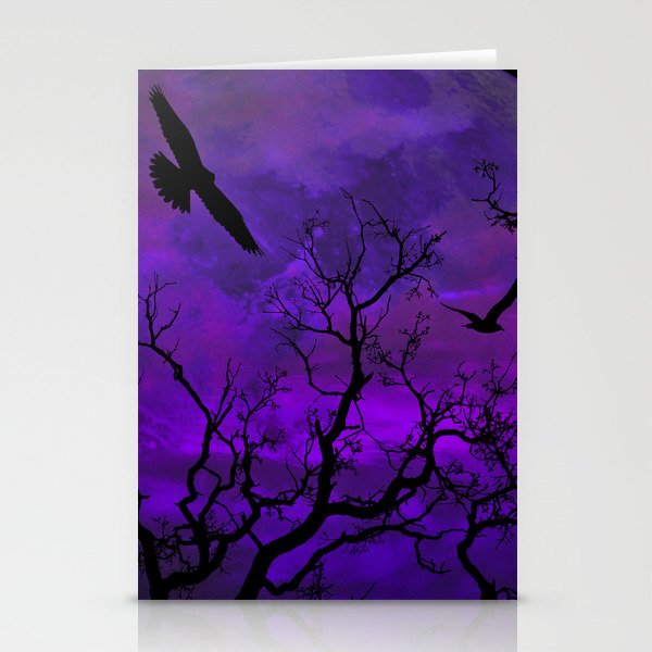 Purple Gothic Moon Stationery Cards