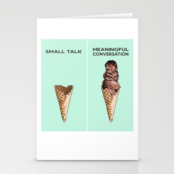 Small Talk vs. Meaningful Conversation - Chocolate Ice Cream Cones Stationery Cards