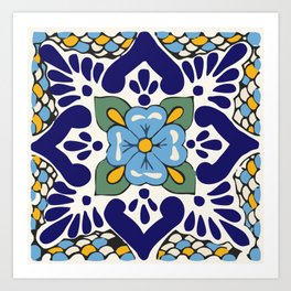 Talavera Blue Green Mosaic Art Print