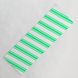 [ Thumbnail: White and Green Colored Lines Pattern Yoga Mat ]