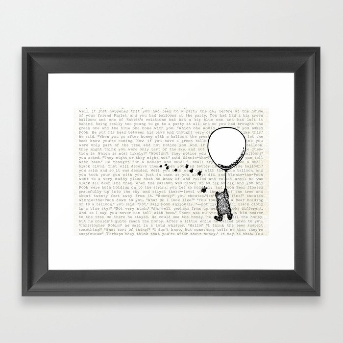 Pooh Text Balloon Framed Art Print