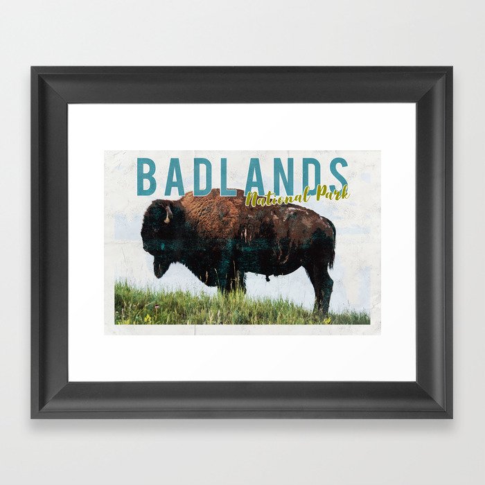 Badlands National Park Vintage Postcard Framed Art Print