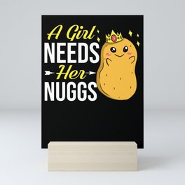 Chicken Nugget Girl Queen Vegan Nuggs Fries Mini Art Print