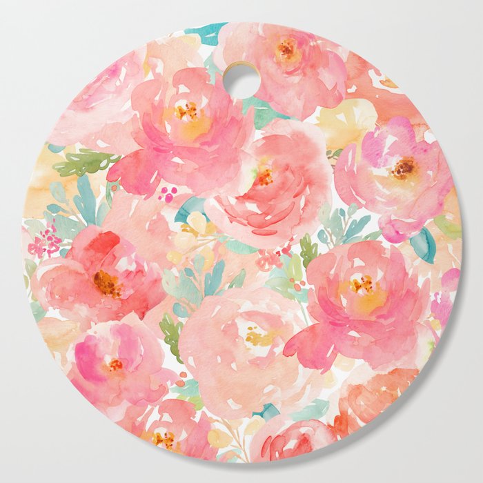 Preppy Pink Peonies Cutting Board