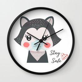 Baby Raccoon Mask Wall Clock