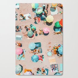 Aerial Drone Summer Beach, People Colorful Umbrellas On Beach Aerial Print, Home Decor Aerial, Minimalist Print, Pastel Beach Cutting Board