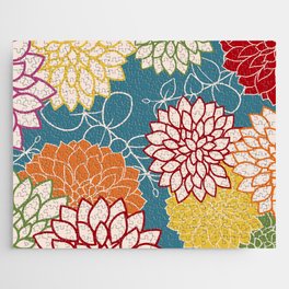 Colorful Floral Blooms and Leaves Jigsaw Puzzle