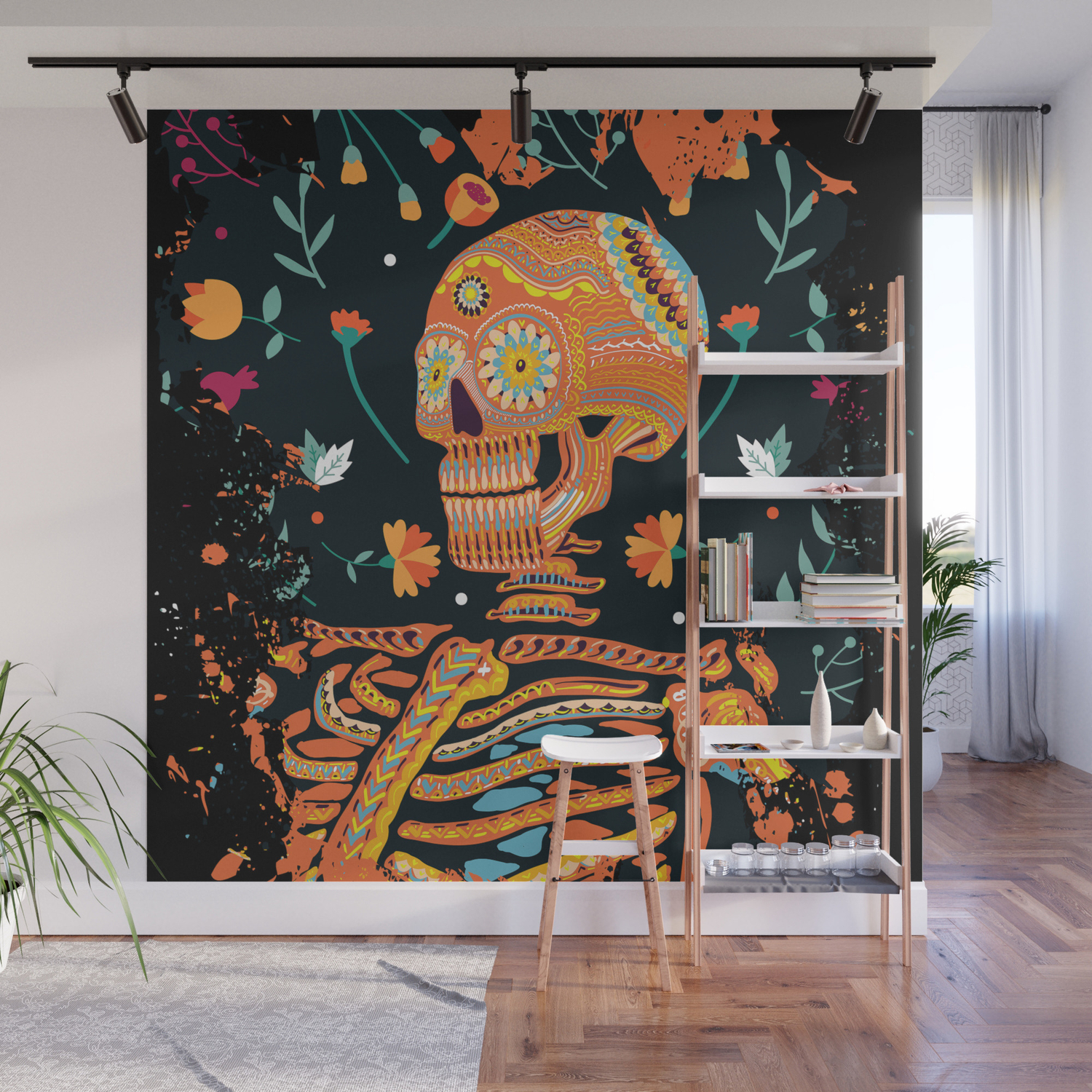 Day Of The Dead Skeleton Dia De Los Muertos Sugar Skull Cool Design Wall Mural