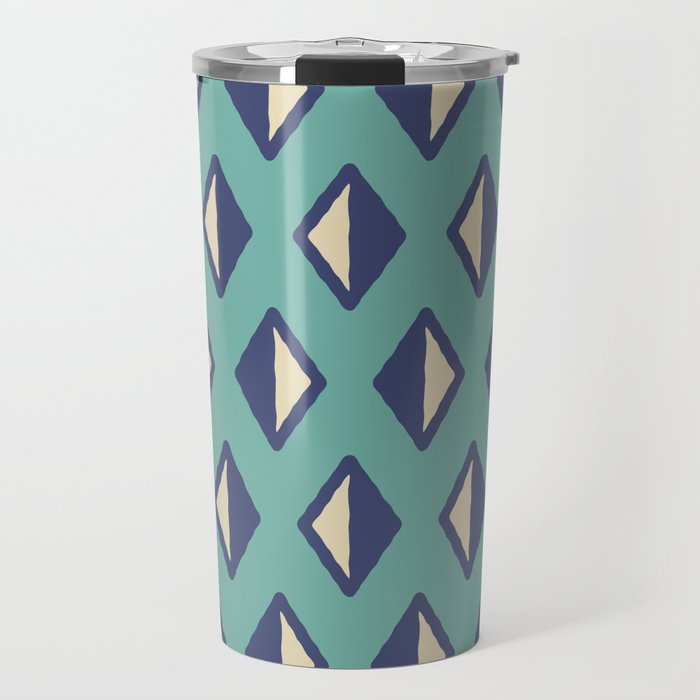 Diamond Pattern Turquoise and Blue Travel Mug