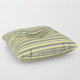 [ Thumbnail: Tan & Gray Colored Lines/Stripes Pattern Floor Pillow ]