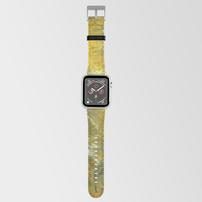 The Path through the Irises floral iris landscape painting by Claude Monet in alternate yellow Apple Watch Band