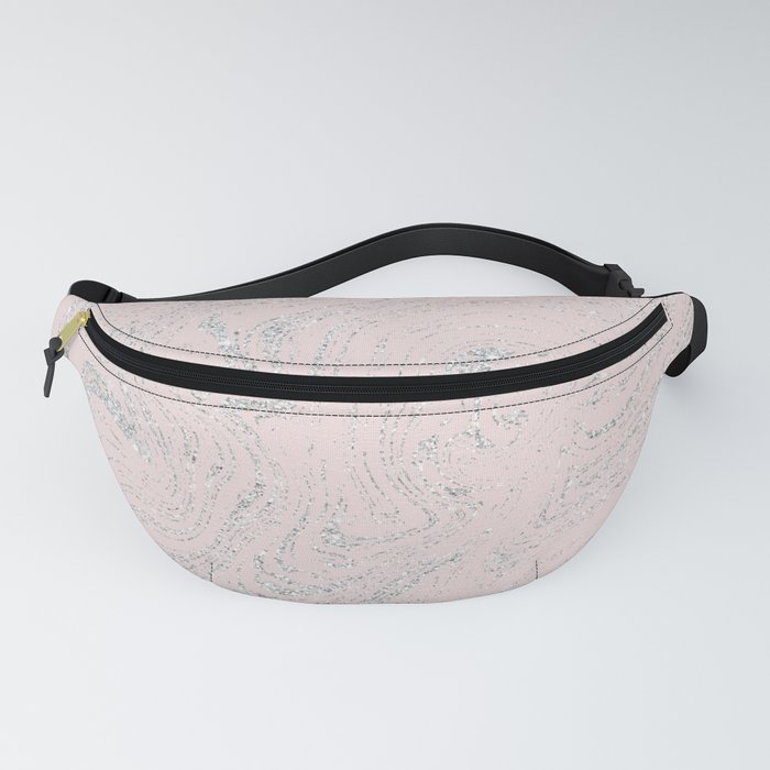 Blush pink elegant silver glitter abstract marble Fanny Pack