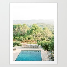 Ibiza Stunning Views With Pool and Mountains | Fine-Art Travel Photography Art Print | Landscape, Beautiful, Pool, Views, Photo, Longdinnertable, Ibiza, Holiday, View, Feeling 