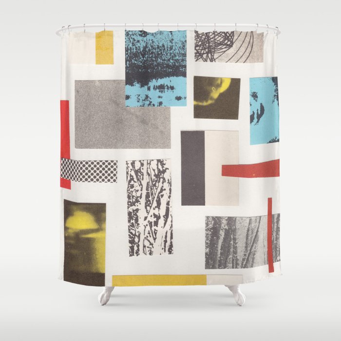 Abstract Geometric Paper Collage Shower Curtain