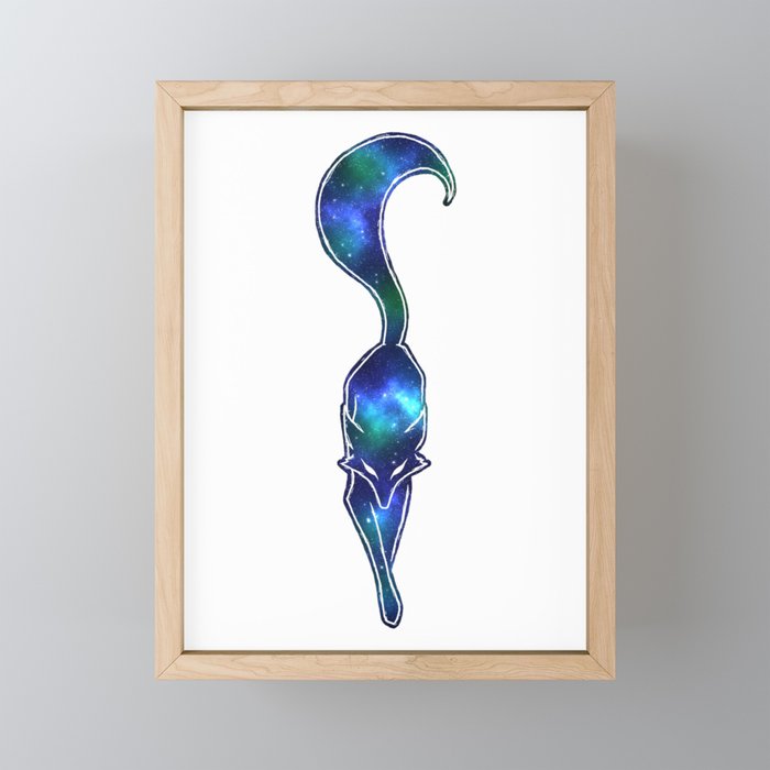 Silent Fox - Galaxy - Blue Framed Mini Art Print