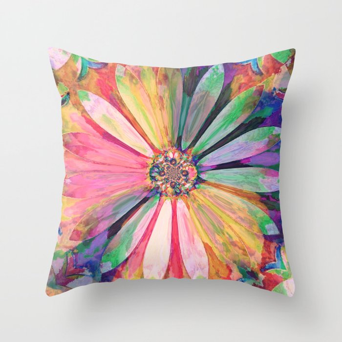 Abstract Colorful Daisy 3 Throw Pillow By Laurenwdesign