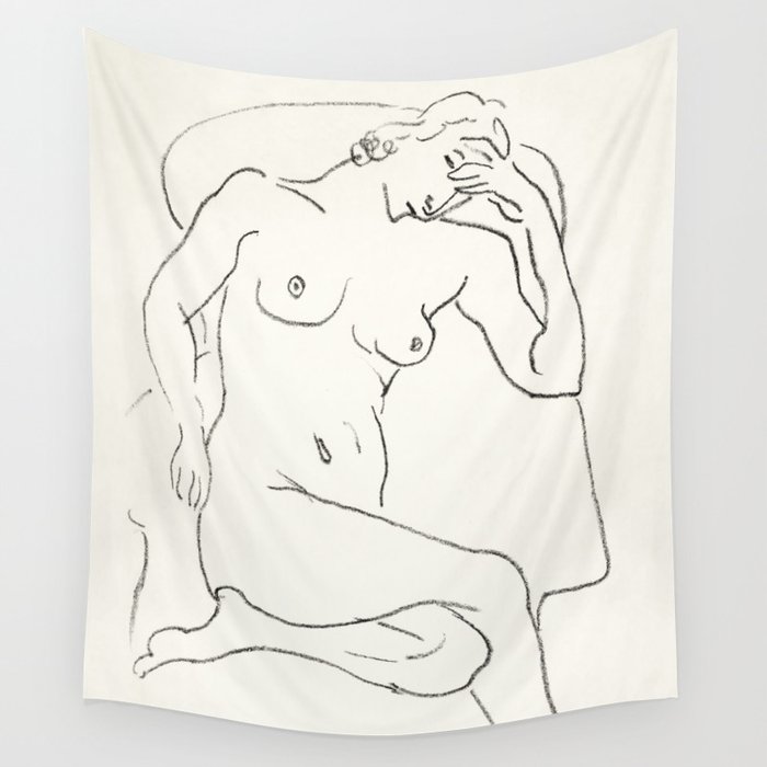 Nude sitting in a chair -  Henri Matisse Wall Tapestry