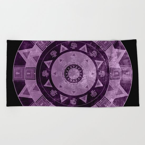 ethnic circle with watercolors Beach Towel