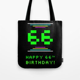 [ Thumbnail: 66th Birthday - Nerdy Geeky Pixelated 8-Bit Computing Graphics Inspired Look Tote Bag ]