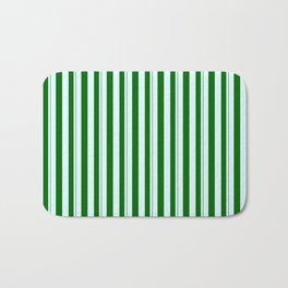 [ Thumbnail: Light Cyan & Dark Green Colored Lined Pattern Bath Mat ]