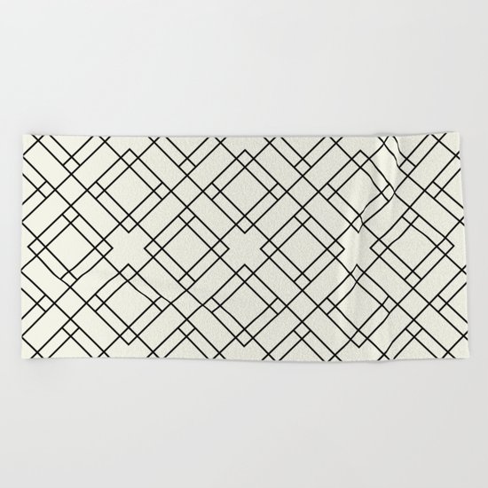 Simply Mod Diamond Black and Cream Beach Towel