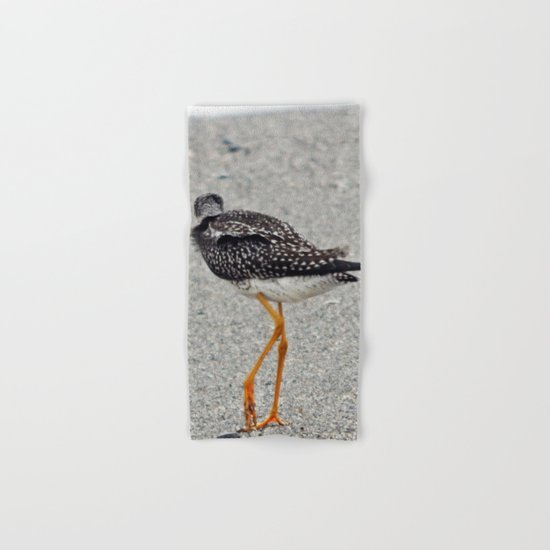 Greater Yellowlegs Walks Away Hand & Bath Towel