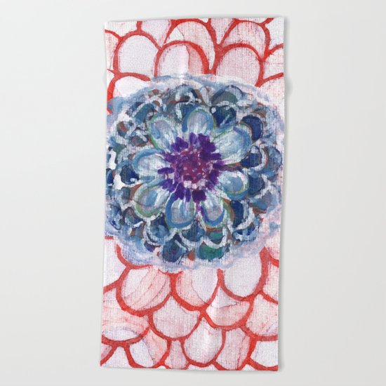 Centered Blue Blossom Beach Towel