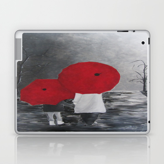 Black White Red Mother And Child With Umbrella Print Of Painting