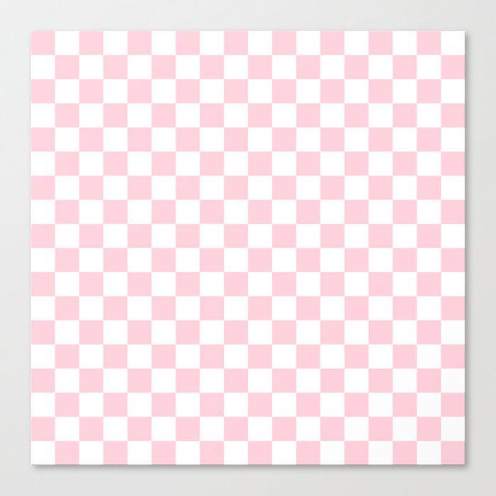 Large Soft Pastel Pink and White Checkerboard Canvas Print by Honor and ...