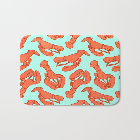 Lobster addiction pattern Bath Mat