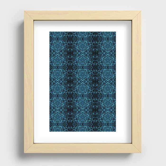 Liquid Light Series 17 ~ Blue Abstract Fractal Pattern Recessed Framed Print