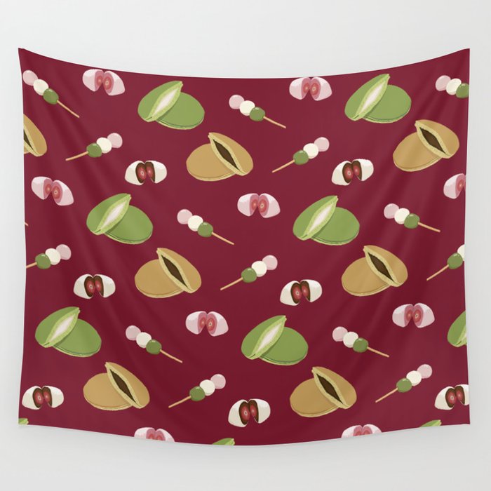 Japanese sweets (Burgundy) Wall Tapestry