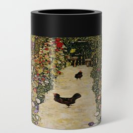 Gustav Klimt Garden Path with Hens Can Cooler