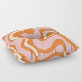 Liquid Swirl Retro Abstract Pattern in Orange Pink Cream Floor Pillow
