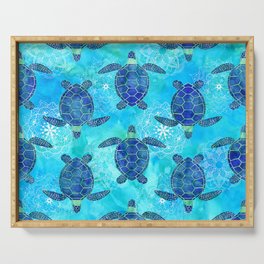 Watercolor Sea Turtles Mandalas Pattern Serving Tray