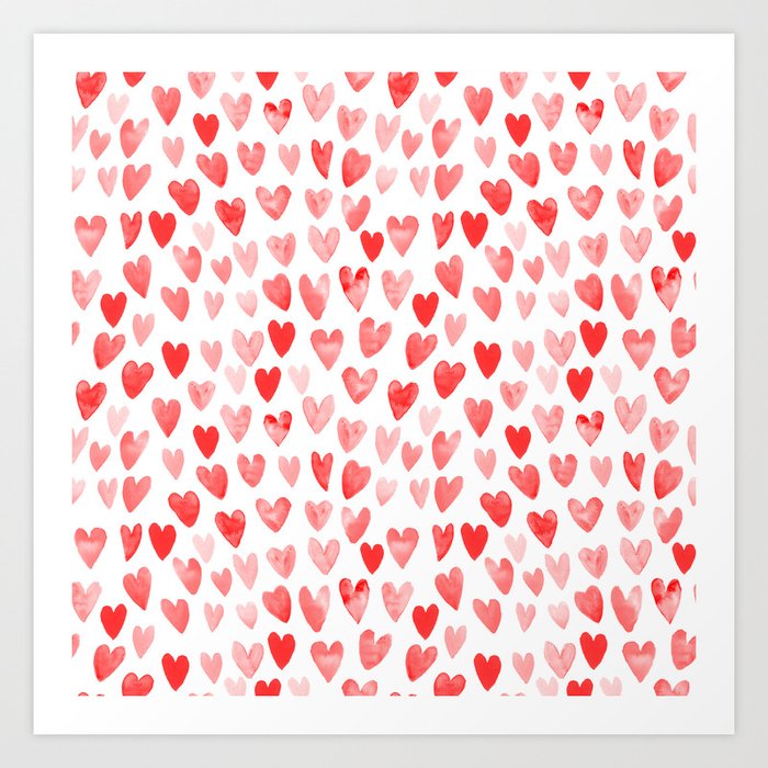 Watercolor Heart Pattern Perfect Gift To Say I Love You On Valentines Day Art Print By Charlottewinter Society6