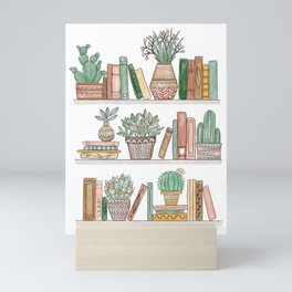 Books and Plants Mini Art Print