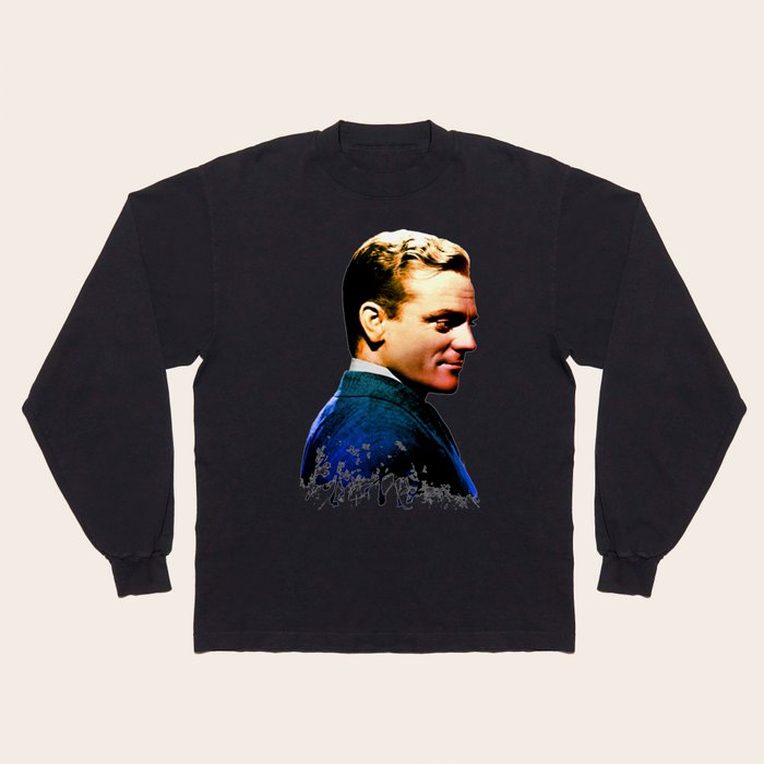 James Cagney blue screen Long Sleeve T Shirt by seb mcnulty
