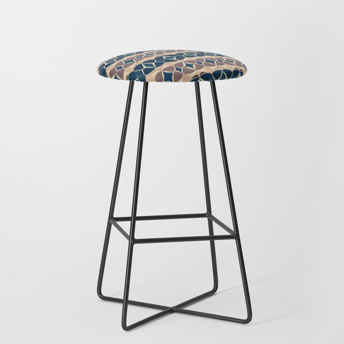 Modern abstract weave pattern - blue Bar Stool