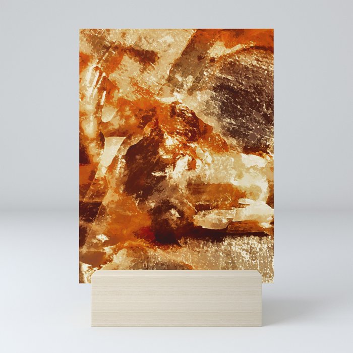 Orange, Gold and Brown Marble Texture Mini Art Print
