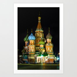 St. Basil's Cathedral on red square in Moscow Art Print